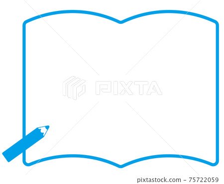 Stationery frame book/notebook pencil/pen simple blue frame 75722059