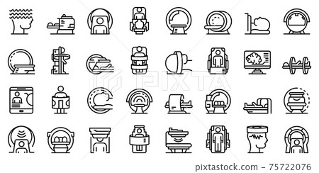 Magnetic resonance imaging icons set, outline style Magnetic resonance imaging icons set, outline style 75722076