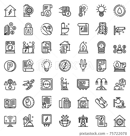 Utilities icons set, outline style Utilities icons set, outline style 75722078