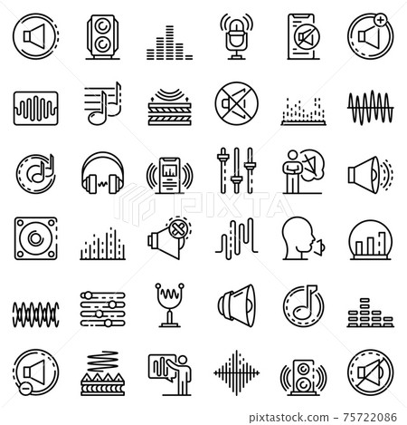 Acoustics icons set, outline style 75722086