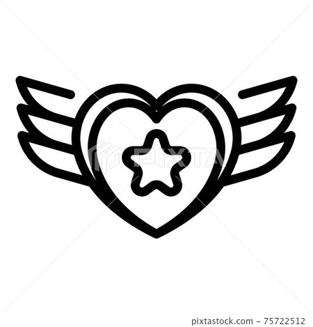 Tattoo star wings heart icon, outline style 75722512