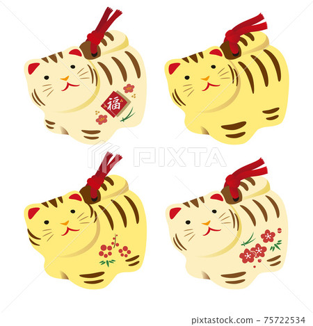 虎年生肖動物虎公仔新年賀卡材料 75722534