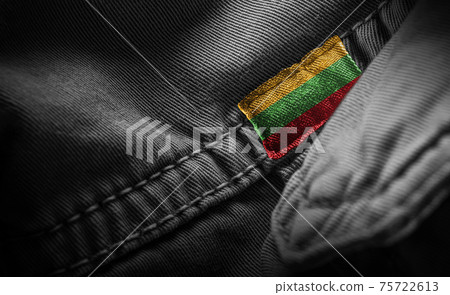 Tag on dark clothing in the form of the flag of the Lithuania 75722613