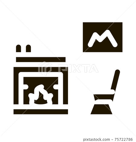 Rocking Chair near Fireplace Icon Vector Glyph Illustration Rocking Chair near Fireplace Icon Vector Glyph Illustration 75722786