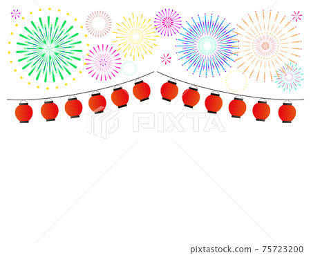 Vector illustration of fireworks and lanterns 75723200