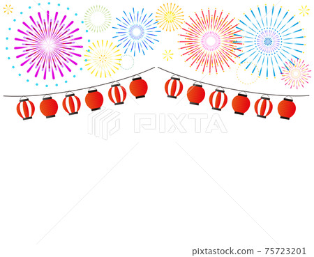 Vector illustration of fireworks and lanterns 75723201