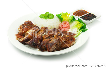 Roasted Duck with Rice recipe served sauce Roasted Duck with Rice recipe served sauce 75726743