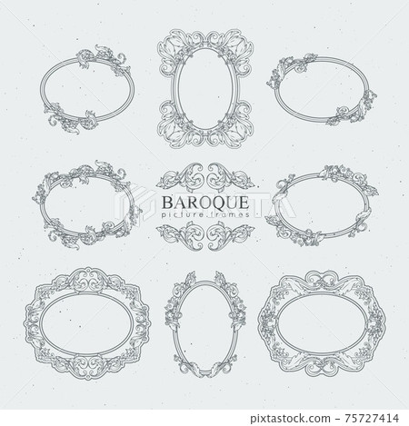 Detailed vintage frames in baroque style. collection Detailed vintage frames in baroque style. collection 75727414