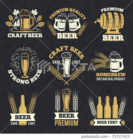 Brewery labels isolate on dark background. Badges template with place for your text 75727425