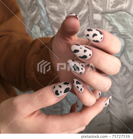 Female manicure with leopard design 75727539