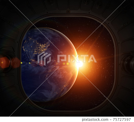Earth and Sun. Sunrise. Earth and Sun. Sunrise. 75727597