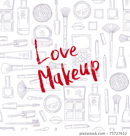 monochrome background with Love Makeup lettering monochrome background with Love Makeup lettering 75727632