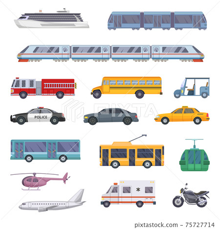 Different municipal transportation set. illustrations of cars 75727714