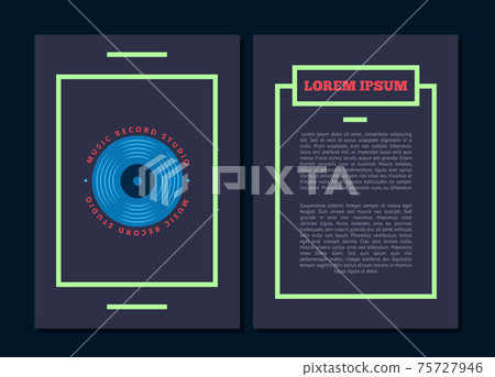 card flyer with retro sound record studio, vinyl music club logo with vinyl record card flyer with retro sound record studio, vinyl music club logo with vinyl record 75727946