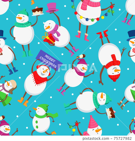 Christmas seamless pattern with funny... - Stock Illustration [75727982 ...