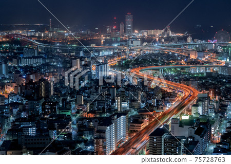 大阪夜景大阪灣塔 大阪夜景大阪灣塔 75728763