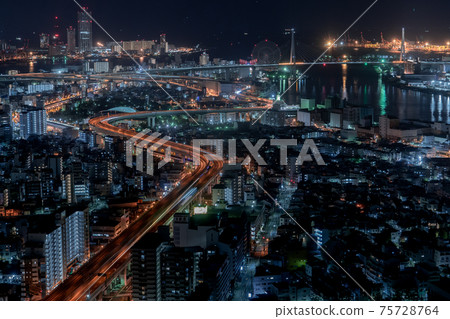 大阪夜景大阪灣塔 大阪夜景大阪灣塔 75728764