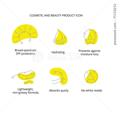 Cosmetic and beauty product icon set Ultimate Grey and Illuminating colors for web, packaging design. Vector stock illustration isolated on white background. 75729252