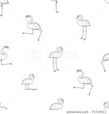 Repeat seamless outline cartoon flamingos... - Stock Illustration  [75729511] - PIXTA