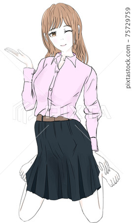引導的女商人（站立膝蓋） 75729759