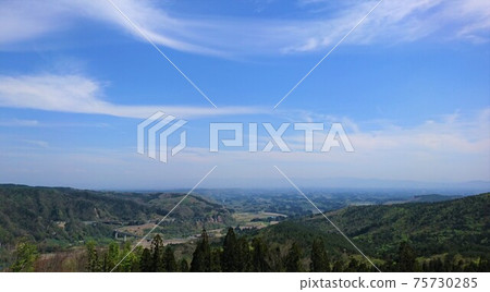 The sky and plains facing from the top of the mountain The sky and plains facing from the top of the mountain 75730285