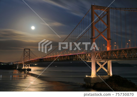 Naruto Strait and Onaruto Bridge under the moonlight Naruto Strait and Onaruto Bridge under the moonlight 75730870