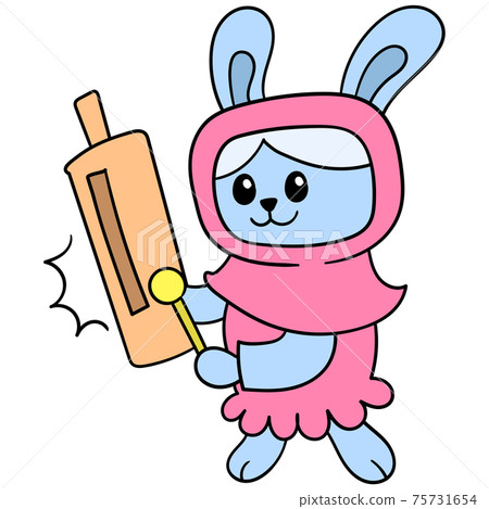Muslim women rabbit wearing hijab fashion. doodle icon image kawaii. Muslim women rabbit wearing hijab fashion. doodle icon image kawaii. 75731654