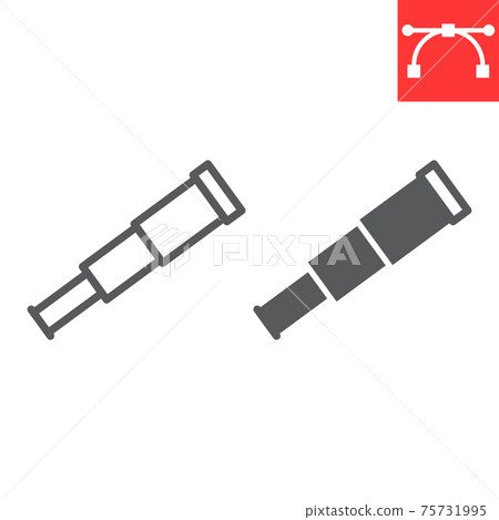Spyglass line and glyph icon, sea and optical, telescope vector icon, vector graphics, editable stroke outline sign, eps 10. 75731995