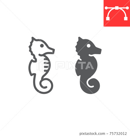 Seahorse Line And Glyph Icon Sea And Ocean Stock Illustration