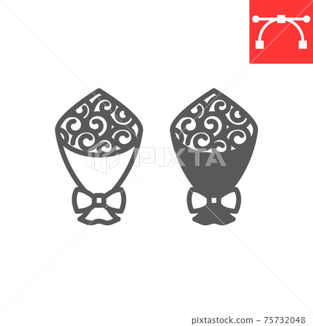 Bouquet of flowers line and glyph icon, gift and floral, bouquet roses vector icon, vector graphics, editable stroke outline sign, eps 10. Bouquet of flowers line and glyph icon, gift and floral, bouquet roses vector icon, vector graphics, editable stroke outline sign, eps 10. 75732048