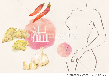 Ginger garlic chili condiments, warm watercolor icons, and several other variations Ginger garlic chili condiments, warm watercolor icons, and several other variations 75732177