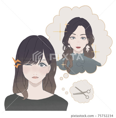 一個女人擔心要伸展還是剪下劉海 75732234