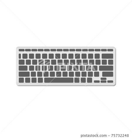 The computer keyboard is light with gray buttons and no symbols. A modern image of a computer keyboard. Flat vector illustration 75732248