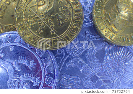 background from very old czech coins 75732764