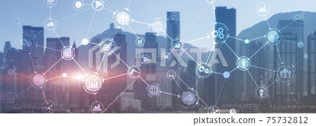 Business organizational structure innovation automation technology panoramic website header background. Business organizational structure innovation automation technology panoramic website header background. 75732812
