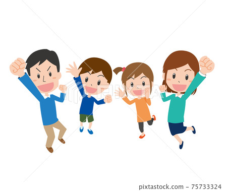 Family jumping energetically Family jumping energetically 75733324