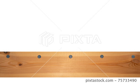 Top view light wood texture surface with natural pattern and metal nail heads or hats. 75733490