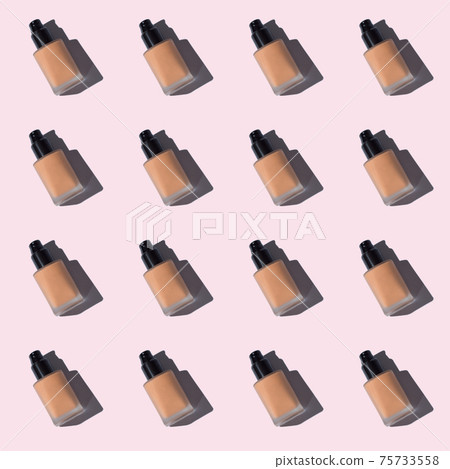 Make up foundation glass bottle pattern on pink Make up foundation glass bottle pattern on pink 75733558