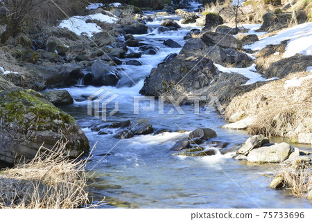 [Yabu City, Hyogo Prefecture] A stream of thaw 75733696