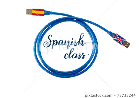 Spanish class concept illustration and lettering. Spanish class concept illustration and lettering. 75735244