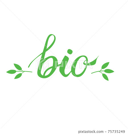 Bio hand drawn lettering vector illustration. Bio hand drawn lettering vector illustration. 75735249