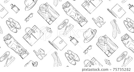Men's casual business fashion. Seamless pattern for Father's Day gifts. Line art. Swatch pattern registration 75735282