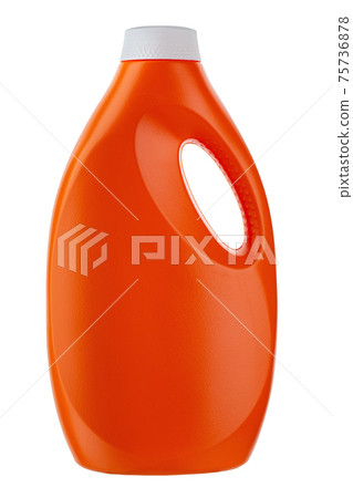 Orange plastic bottle for liquid laundry detergent, cleaning agent, bleach or fabric softener  75736878