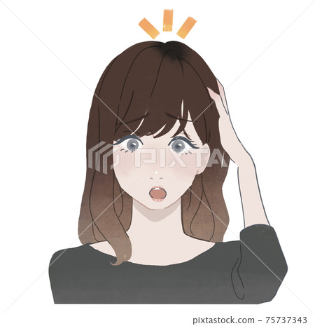 A woman whose colored hair has grown and turned into a pudding with the color of her hair 75737343