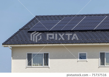 White eco-house and blue sky White eco-house and blue sky 75737516