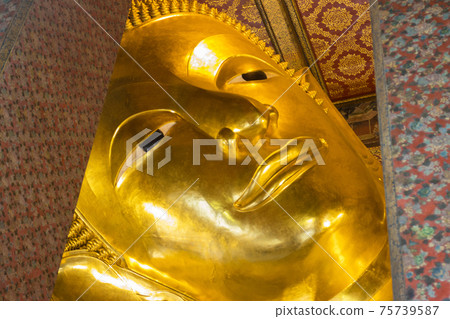 Wat-Pho,Bangkok Thailand :- March 12, 2021 Wat Pho as the oldest temple is home to a pair, popular with visitors that Wat-Pho,Bangkok Thailand :- March 12, 2021 Wat Pho as the oldest temple is home to a pair, popular with visitors that 75739587