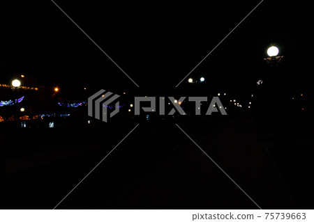 Luminous street lanterns in park at night Luminous street lanterns in park at night 75739663