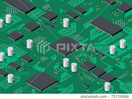 Printed circuit board and electronic parts circuit Digital image Printed circuit board and electronic parts circuit Digital image 75739886