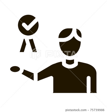 Businessman Holding Medal Icon Vector Businessman Holding Medal Icon Vector 75739986
