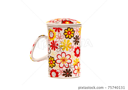 ornamental ceramics cup for tea on white ornamental ceramics cup for tea on white 75740131